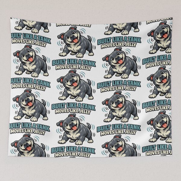 Item preview, Built Like a Tank Moves Like Jelly - Funny Wiggly Dog Illustration designed and sold by BestFriendTees.