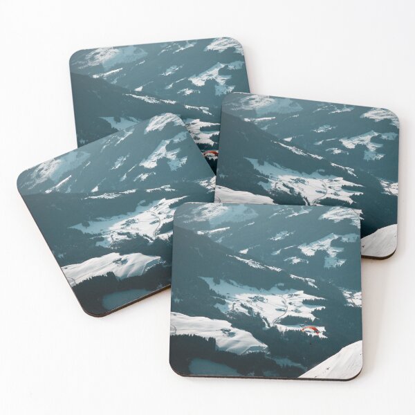 Item preview, Paraglider soaring over dramatic alpine mountain landscape with snow-covered slopes and valley below designed and sold by VasilisLens.