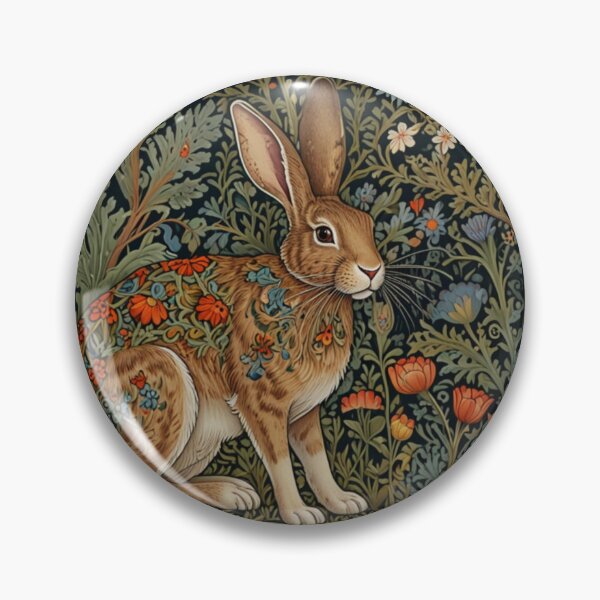 Item preview, Vintage art nouveau woodland forest floral rabbit boho floral garden  designed and sold by hollycooper.