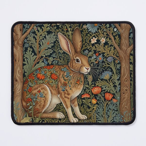 Item preview, Vintage art nouveau woodland forest floral rabbit boho floral garden  designed and sold by hollycooper.
