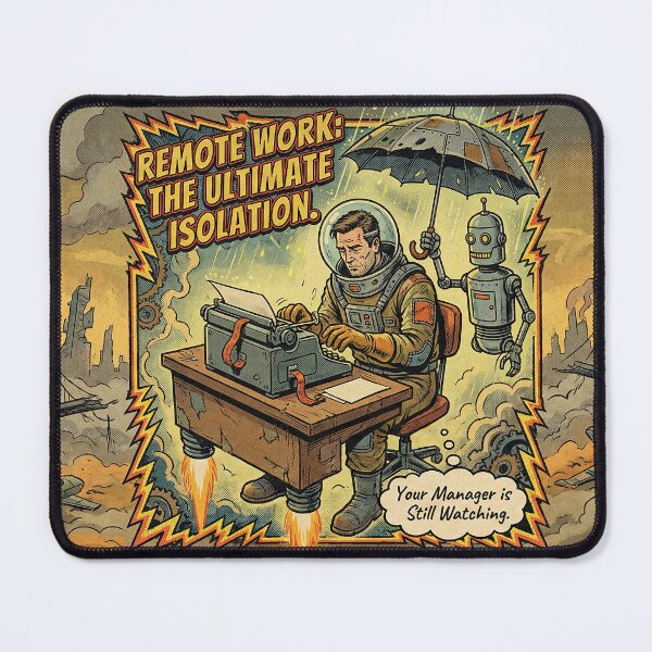 Item preview, Work From Home Mandate Retro Futuristic Illustration designed and sold by SavinMercantile.