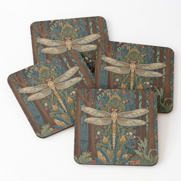 Item preview, Vintage art nouveau dragonfly woodland forest botanical garden forest designed and sold by hollycooper.