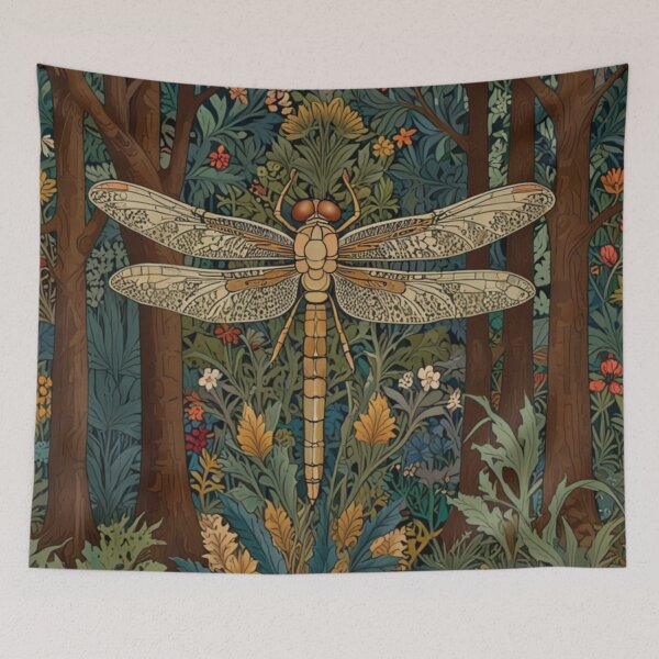Item preview, Vintage art nouveau dragonfly woodland forest botanical garden forest designed and sold by hollycooper.