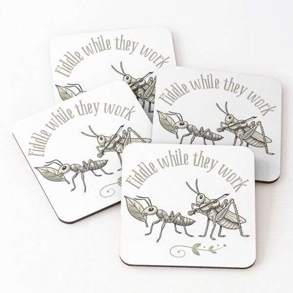 Item preview, Ant and Grasshopper Funny Design – “Fiddle While They Work” Aesop’s Fables Art designed and sold by CulturalCurios.