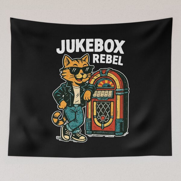 Item preview, Jukebox Rebel: Cool retro cat in comic style designed and sold by Pineapple-Tree.