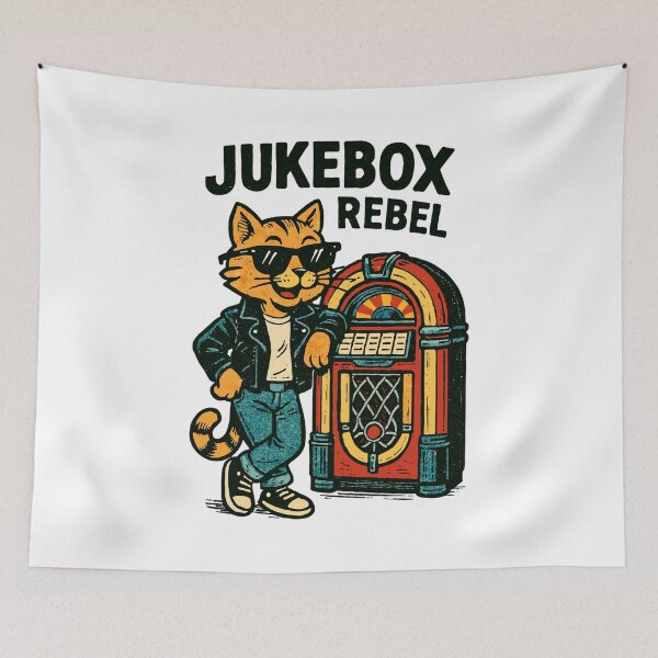 Item preview, Jukebox Rebel: Cool retro cat in comic style designed and sold by Pineapple-Tree.