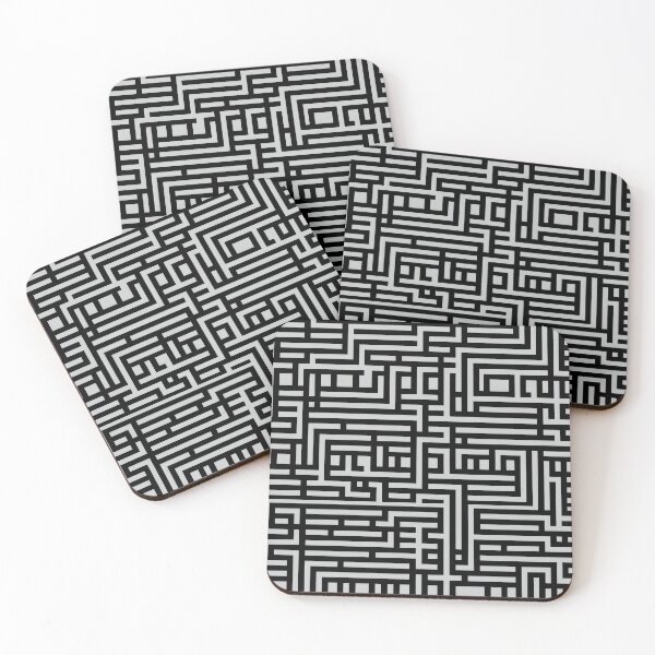 Item preview, Modern Black and Silver Maze - Abstract Geometric Industrial Pattern designed and sold by Maryam_ART.