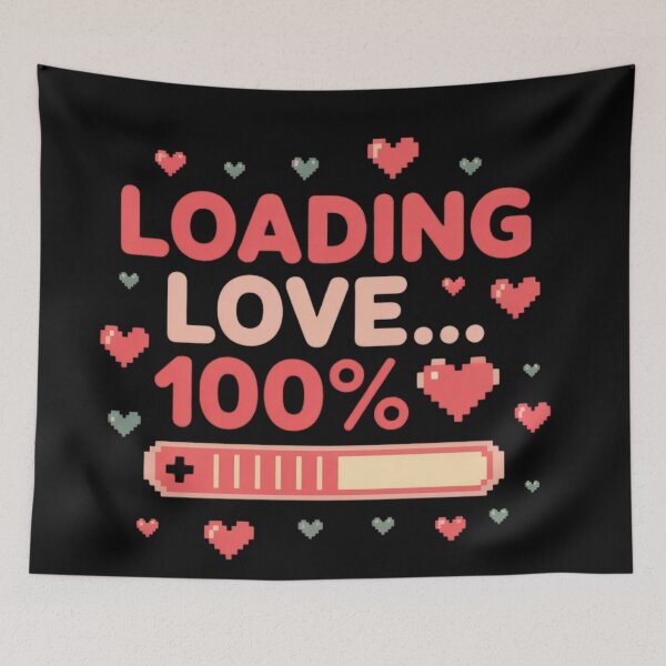 Item preview, Loading Love 100% - Pixel Art Romantic Design designed and sold by Designorado.