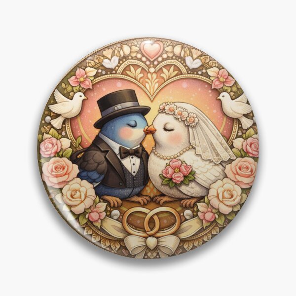 Item preview, Wedding Lovebirds Mandala – Vintage Romantic Art designed and sold by Colorshow-relax.