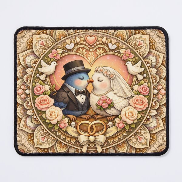 Item preview, Wedding Lovebirds Mandala – Vintage Romantic Art designed and sold by Colorshow-relax.