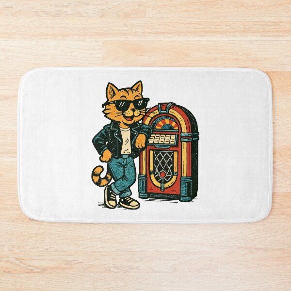 Item preview, Cat wearing sunglasses at the jukebox Retro Comic designed and sold by Pineapple-Tree.