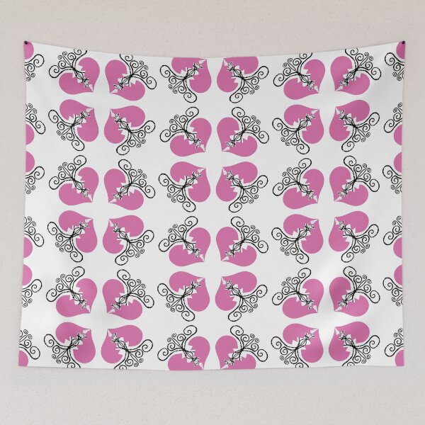 Item preview, Pink & BLack Broken Hearts on White designed and sold by Digitalmyth's Designs.