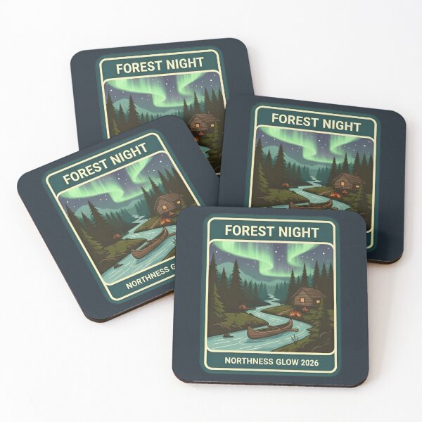 Item preview, Northern Lights Cabin & Canoe Forest Night designed and sold by xofi.