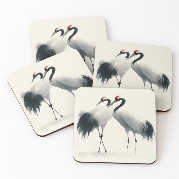Item preview, Cranes stand together in soft light designed and sold by anytka.