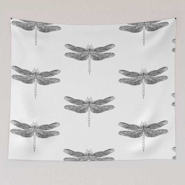 Item preview, Elegant minimalist Dragonfly black line drawing  designed and sold by hollycooper.