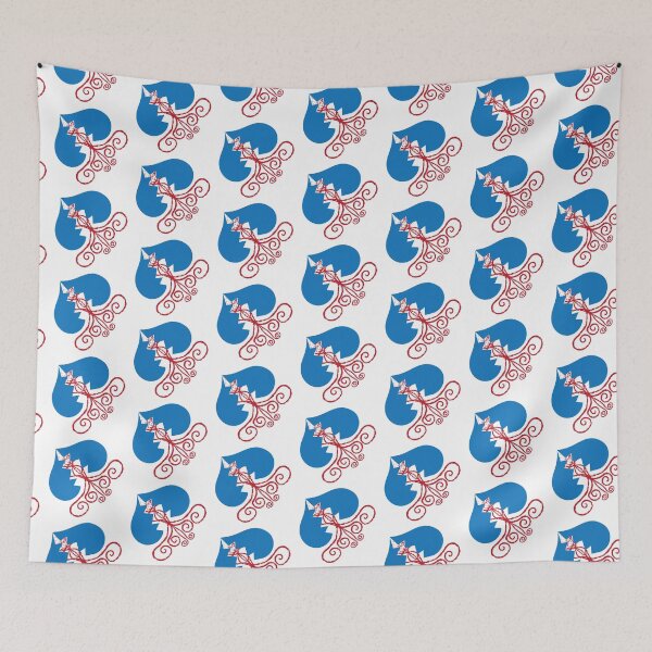 Item preview, Blue & Red Broken Hearts Cascading on White designed and sold by Digitalmyth's Designs.