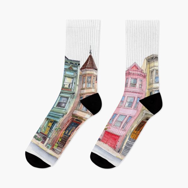Item preview, Colorful houses on a city street designed and sold by anytka.