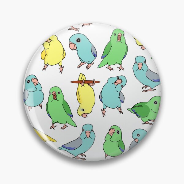 Item preview, yellow green blue parrotlet doodle pattern designed and sold by FandomizedRose.
