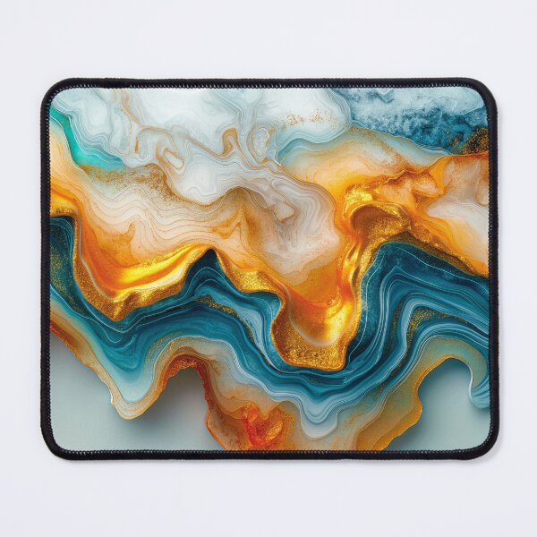 Item preview, Teal and Gold Abstract Marble Art – Geode Fluid Waves, 3D Mineral Flow Background, Modern Wall Deco designed and sold by MargaretWiktor.