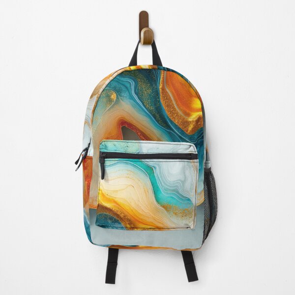 Item preview, Teal and Gold Abstract Marble Art – Geode Fluid Waves, 3D Mineral Flow Background, Modern Wall Deco designed and sold by MargaretWiktor.