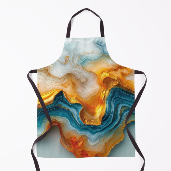 Item preview, Teal and Gold Abstract Marble Art – Geode Fluid Waves, 3D Mineral Flow Background, Modern Wall Deco designed and sold by MargaretWiktor.