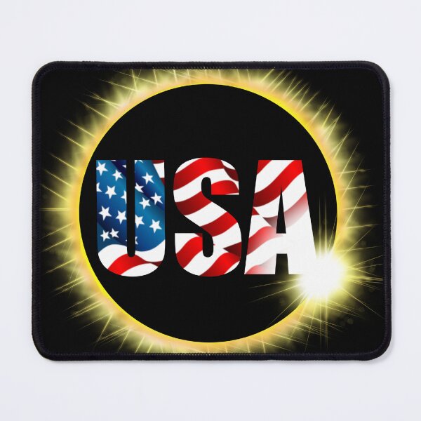 Item preview, USA Total solar eclipse red white blue America flag designed and sold by hollycooper.