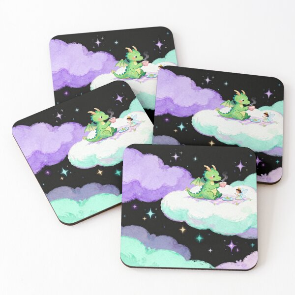Item preview, Celestial Tea Party - Whimsical Dragon and Fairy Night Sky Nursery Art designed and sold by HappySproutArt.