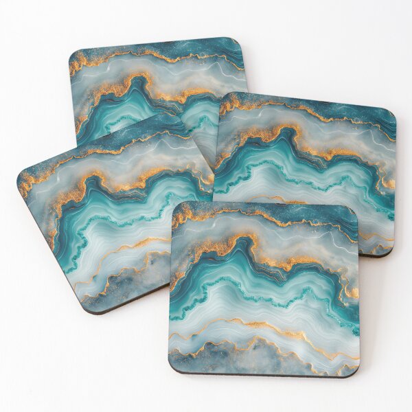 Item preview, Blue Teal Marble Abstract Oceanic Waves designed and sold by MargaretWiktor.