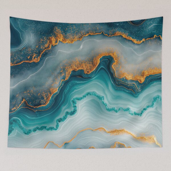 Item preview, Blue Teal Marble Abstract Oceanic Waves designed and sold by MargaretWiktor.