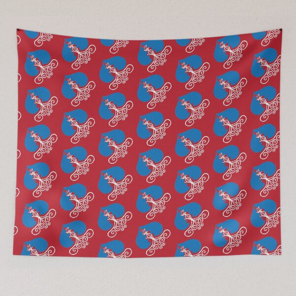 Item preview,  Blue & White Broken Hearts Cascading on Red designed and sold by Digitalmyth's Designs.
