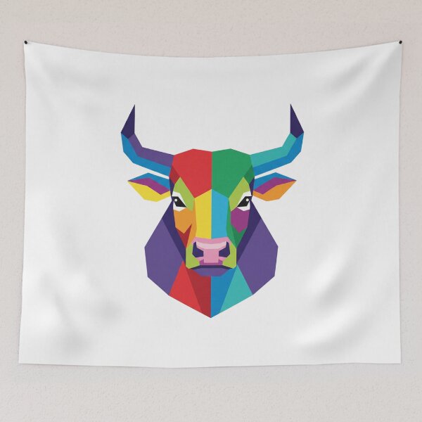Item preview, Colorful Low Poly Bull Head designed and sold by Mazagk.