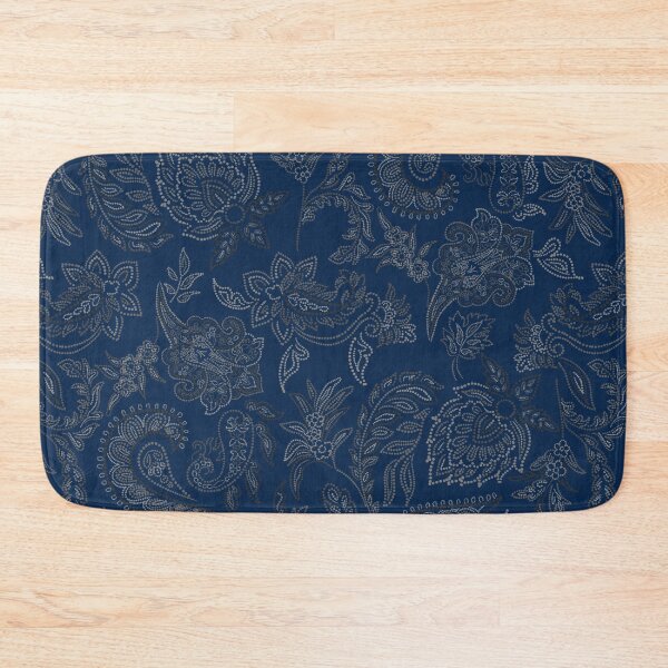 Item preview, Velvet Bloom-Twilight Navy- Deep Navy Blue designed and sold by Fabricatemyart.