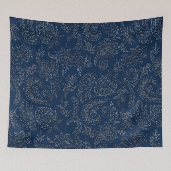 Item preview, Velvet Bloom-Twilight Navy- Deep Navy Blue designed and sold by Fabricatemyart.