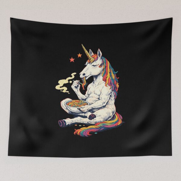 Item preview, Chibi Unicorn Eating Rainbow Spaghetti Pasta Graphic designed and sold by Collagedream.
