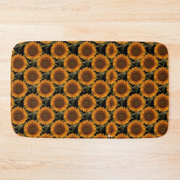 Item preview, Seamless Golden Sunflower Pattern on Black Backdrop designed and sold by Fatomfatom.