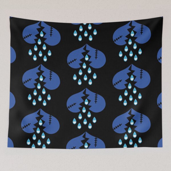 Item preview, Blue & White Broken Hearts  & Tears on Black designed and sold by Digitalmyth's Designs.