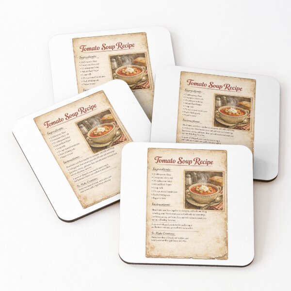 Item preview, Vintage Tomato Soup Recipe Poster, Old Fashioned Comfort Food With Homemade Croutons and a Cozy Kitchen Decor Gift designed and sold by TerScott.