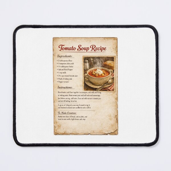 Item preview, Vintage Tomato Soup Recipe Poster, Old Fashioned Comfort Food With Homemade Croutons and a Cozy Kitchen Decor Gift designed and sold by TerScott.
