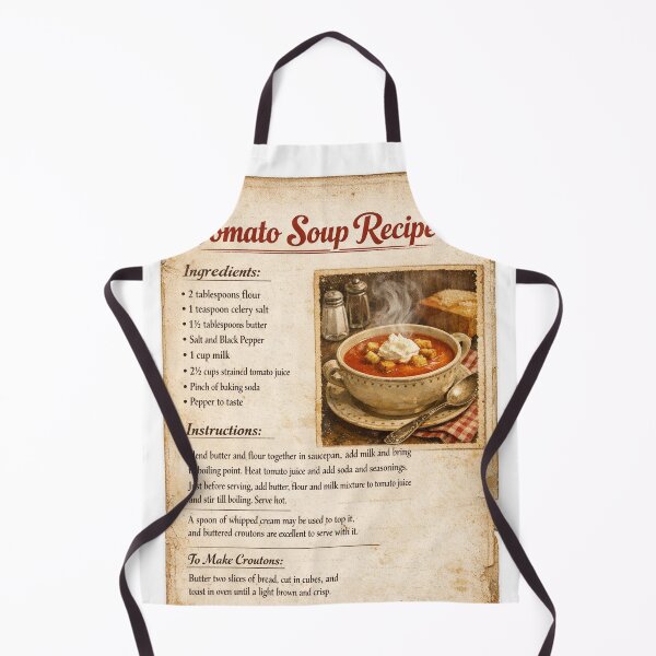 Item preview, Vintage Tomato Soup Recipe Poster, Old Fashioned Comfort Food With Homemade Croutons and a Cozy Kitchen Decor Gift designed and sold by TerScott.