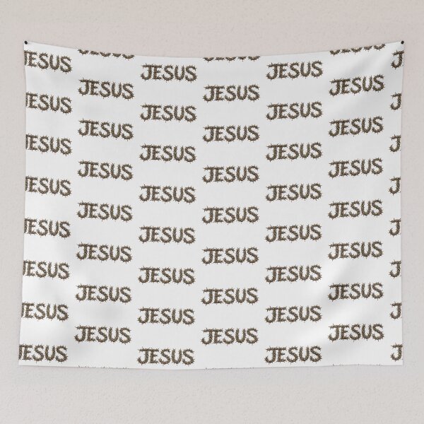 Item preview, Jesus Name in Crown of Thorns Style – Christian Symbolic Typography Art designed and sold by PRINTPIC.