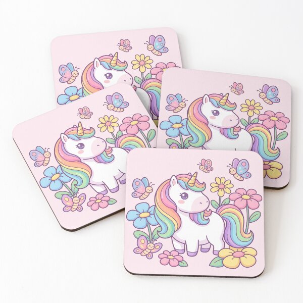 Item preview, Sweet Rainbow Sparkle Unicorn - Cute Kawaii Magical Nursery Art designed and sold by HappySproutArt.