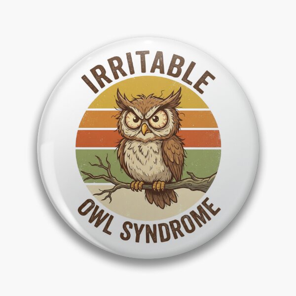 Item preview, Irritable Owl Syndrome Funny Grumpy Bird Retro 70s Vintage Sticker designed and sold by Pingi-shop.