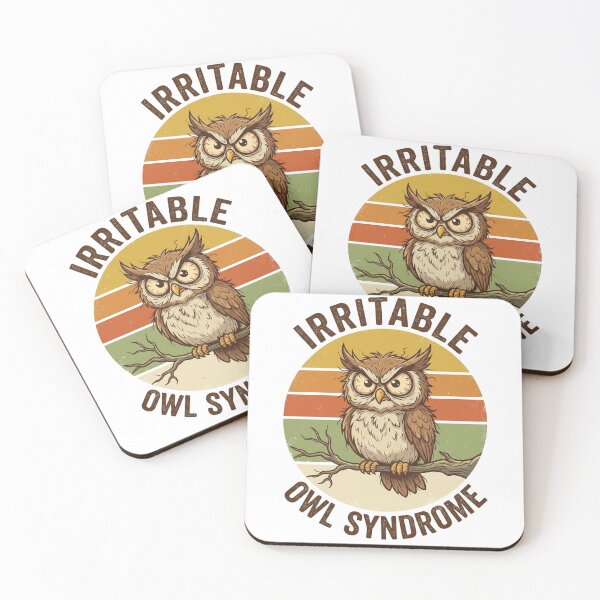 Item preview, Irritable Owl Syndrome Funny Grumpy Bird Retro 70s Vintage Sticker designed and sold by Pingi-shop.