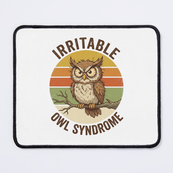 Item preview, Irritable Owl Syndrome Funny Grumpy Bird Retro 70s Vintage Sticker designed and sold by Pingi-shop.