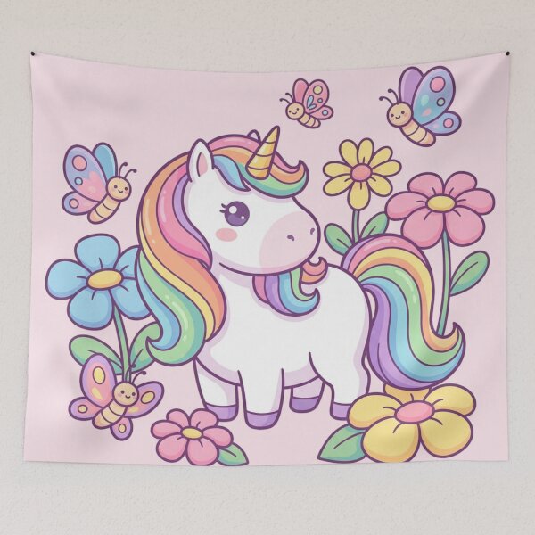 Item preview, Sweet Rainbow Sparkle Unicorn - Cute Kawaii Magical Nursery Art designed and sold by HappySproutArt.