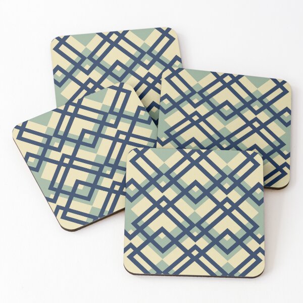 Item preview, Geometric Interwoven Squares Pattern in Navy and Sage designed and sold by studioart.
