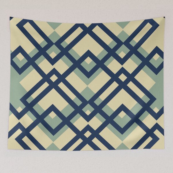 Item preview, Geometric Interwoven Squares Pattern in Navy and Sage designed and sold by studioart.
