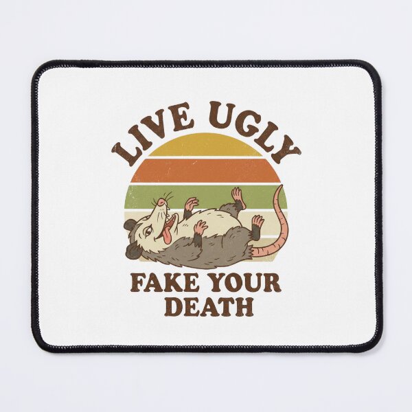 Item preview, Live Ugly Fake Your Death Funny Opossum Retro 70s Vintage Sticker designed and sold by Pingi-shop.