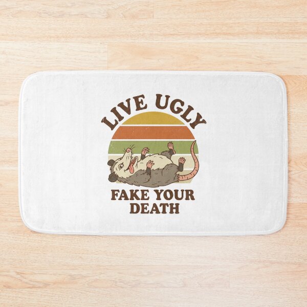 Item preview, Live Ugly Fake Your Death Funny Opossum Retro 70s Vintage Sticker designed and sold by Pingi-shop.
