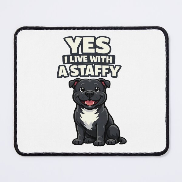 Item preview, Yes I Live With a Staffy - Cute Staffordshire Bull Terrier Illustration designed and sold by BestFriendTees.